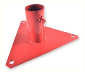 Support plat rouge à fixer au sol de 300x300x300 mm, pour poteau métallique 51 mm