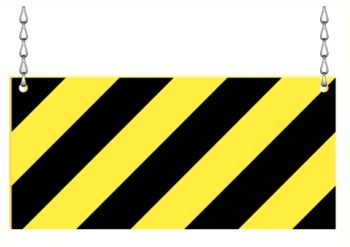 Balise de hauteur plafond en decocel 5 mm de 1000x600 mm zèbrée jaune/noir fixations préforées (imprimée sur 1 face)