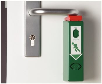 Boitier d'alarme d'ouverture de porte à clenche, avec pré-alarme, 75 Db remise à zéro par clef, alimentation par pile. Boitier en acier inoxydable.