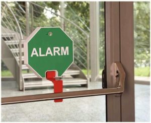 Boitier d'alarme d'ouverture de porte à barre anti-panique, avec pré-alarme, 85 Db remise à zéro par clef, alimentation par pile.