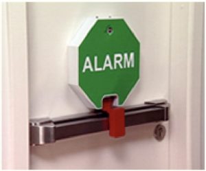 Boitier d'alarme d'ouverture de porte à push bar, avec pré-alarme, 85 Db remise à zéro par clef, alimentation par pile.