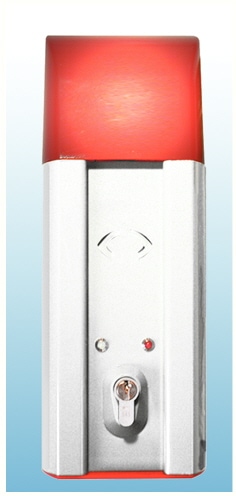 Boitier d'alarme d'ouverture de porte avec temporisation d'ouverture, 75 Db sonore + flash lumineux, alimentation par pile.