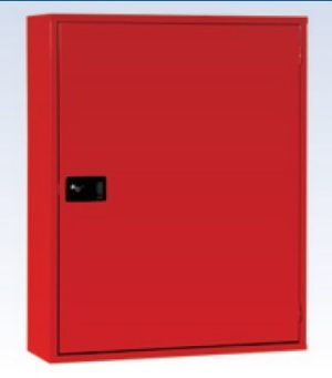 Armoire pour dévidoir fixe ou pivotant, 1000x800x260 mm, en acier, rouge RAL3000, porte ouvrant droite.