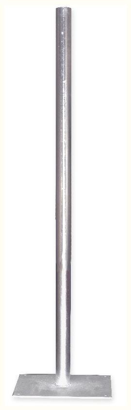 Poteau sur pied de 3 mètres et 76 mm de diamètre en acier. Base 500x500x15 mm.