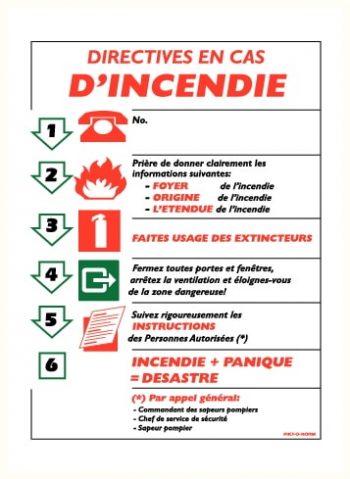 Directives en cas d'incendie